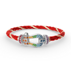 FRED FORC LARGE HORSESHOE COLORED DIAMOND BRACELET SILVER