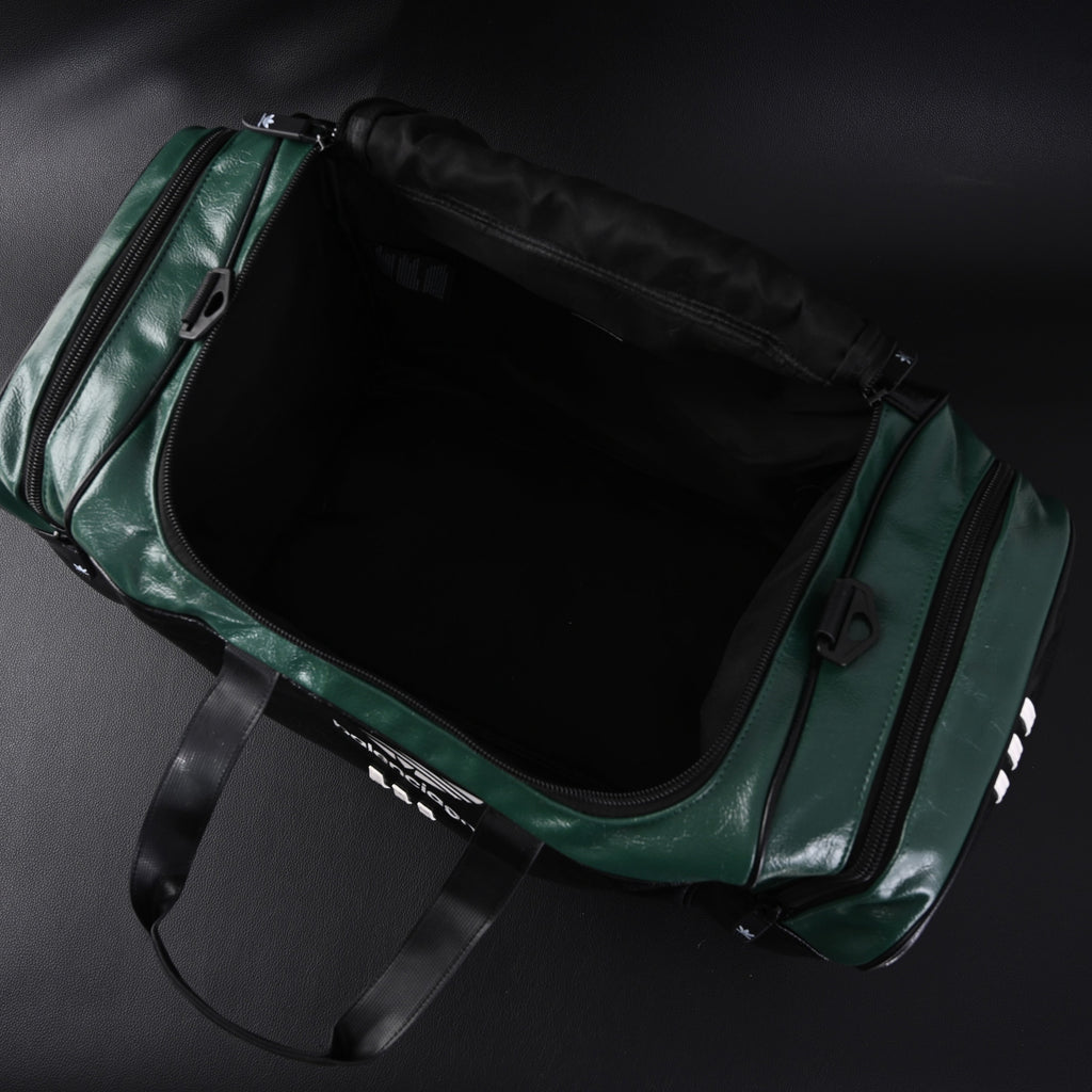 balenciaga-x-adidas-large-duffel-travel-bag-black-green-with-trefoil-logo-and-triple-stripes Handle