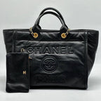 chanel-deauville-em-couro-preta-italiana-bag Tote