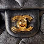 chanel-flap-bag-gold-top-handle-black-13x21x8cm Handle