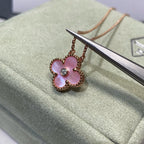 VCA CLOVER 15MM DIAMOND PINK MOP NECKLACE