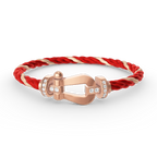 FRED FORCE LARGE HORSESHOE HALF DIAMOND BRACELET ROSE GOLD