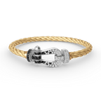 FRED FORCE LARGE HORSESHOE BLACK WHITE DIAMOND BRACELET SILVER