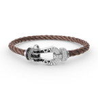 FRED FORCE LARGE HORSESHOE BLACK WHITE DIAMOND BRACELET SILVER