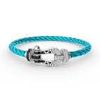 FRED FORCE LARGE HORSESHOE BLACK WHITE DIAMOND BRACELET SILVER