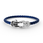 FRED FORCE LARGE HORSESHOE BLACK WHITE DIAMOND BRACELET SILVER
