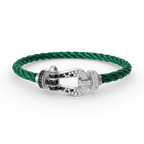 FRED FORCE LARGE HORSESHOE BLACK WHITE DIAMOND BRACELET SILVER