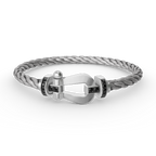 FRED FORCE LARGE HORSESHOE BLACK DIAMOND BRACELET SILVER