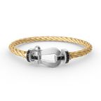 FRED FORCE LARGE HORSESHOE BLACK DIAMOND BRACELET SILVER