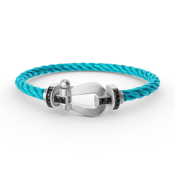 FRED FORCE LARGE HORSESHOE BLACK DIAMOND BRACELET SILVER