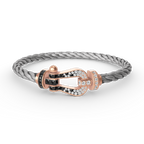 FRED FORCE LARGE HORSESHOE BLACK WHITE DIAMOND BRACELET ROSE GOLD