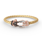 FRED FORCE LARGE HORSESHOE BLACK WHITE DIAMOND BRACELET ROSE GOLD