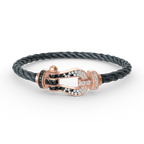 FRED FORCE LARGE HORSESHOE BLACK WHITE DIAMOND BRACELET ROSE GOLD