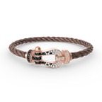 FRED FORCE LARGE HORSESHOE BLACK WHITE DIAMOND BRACELET ROSE GOLD