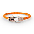FRED FORCE LARGE HORSESHOE BLACK WHITE DIAMOND BRACELET ROSE GOLD