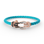 FRED FORCE LARGE HORSESHOE BLACK WHITE DIAMOND BRACELET ROSE GOLD