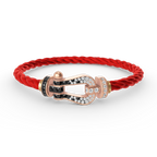 FRED FORCE LARGE HORSESHOE BLACK WHITE DIAMOND BRACELET ROSE GOLD