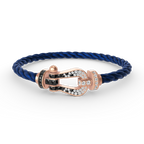 FRED FORCE LARGE HORSESHOE BLACK WHITE DIAMOND BRACELET ROSE GOLD