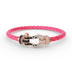 FRED FORCE LARGE HORSESHOE BLACK WHITE DIAMOND BRACELET ROSE GOLD