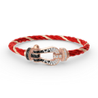 FRED FORCE LARGE HORSESHOE BLACK WHITE DIAMOND BRACELET ROSE GOLD