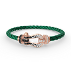 FRED FORCE LARGE HORSESHOE BLACK WHITE DIAMOND BRACELET ROSE GOLD