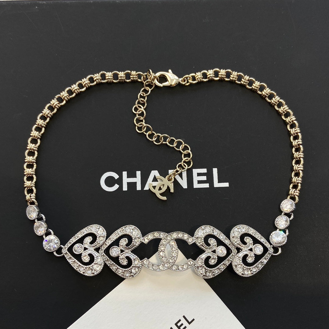 Chanel Heart Diamond Choker Necklaces