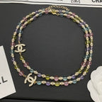 Chanel Color Bead Sweater Chain Necklaces