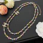 Chanel Color Bead Sweater Chain Necklaces