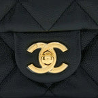 chanel-23c-mini-flap-bag-chain-grained-calfskin-black-copy Shoulder