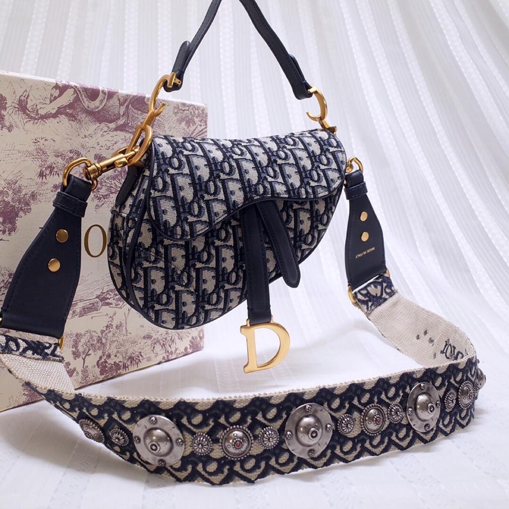 dior-mini-saddle-bag-blue-oblique-jaquard Shoulder