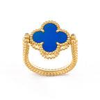 VCA CLOVER RIVERSIBLE BLUE AGATE RING