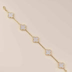VCA CLOVER WHITE PEARL MOP 5 MOTIF BRACELET COLLECTION