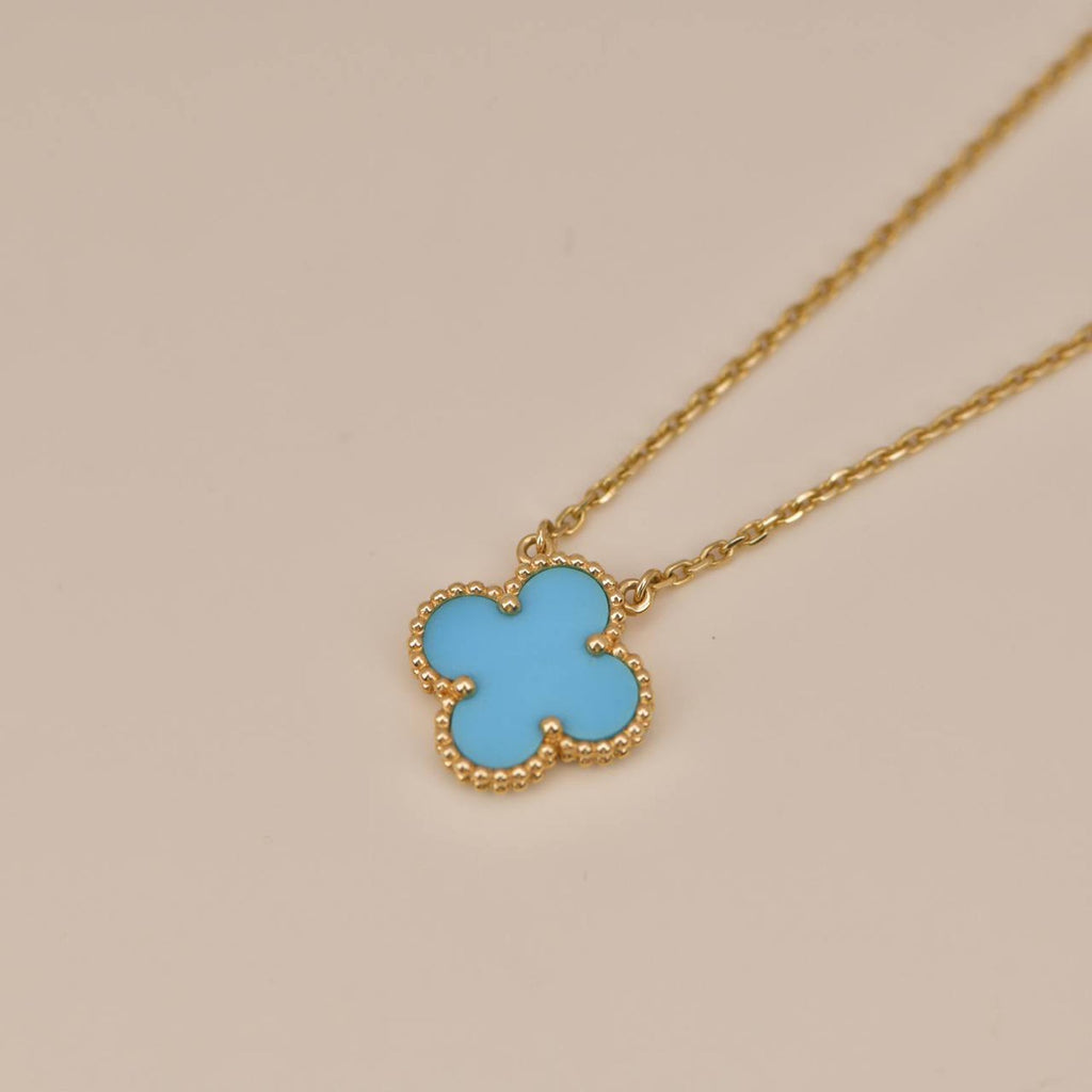 VCA CLOVER 15MM VINTAGE TURQUOISE NECKLACE