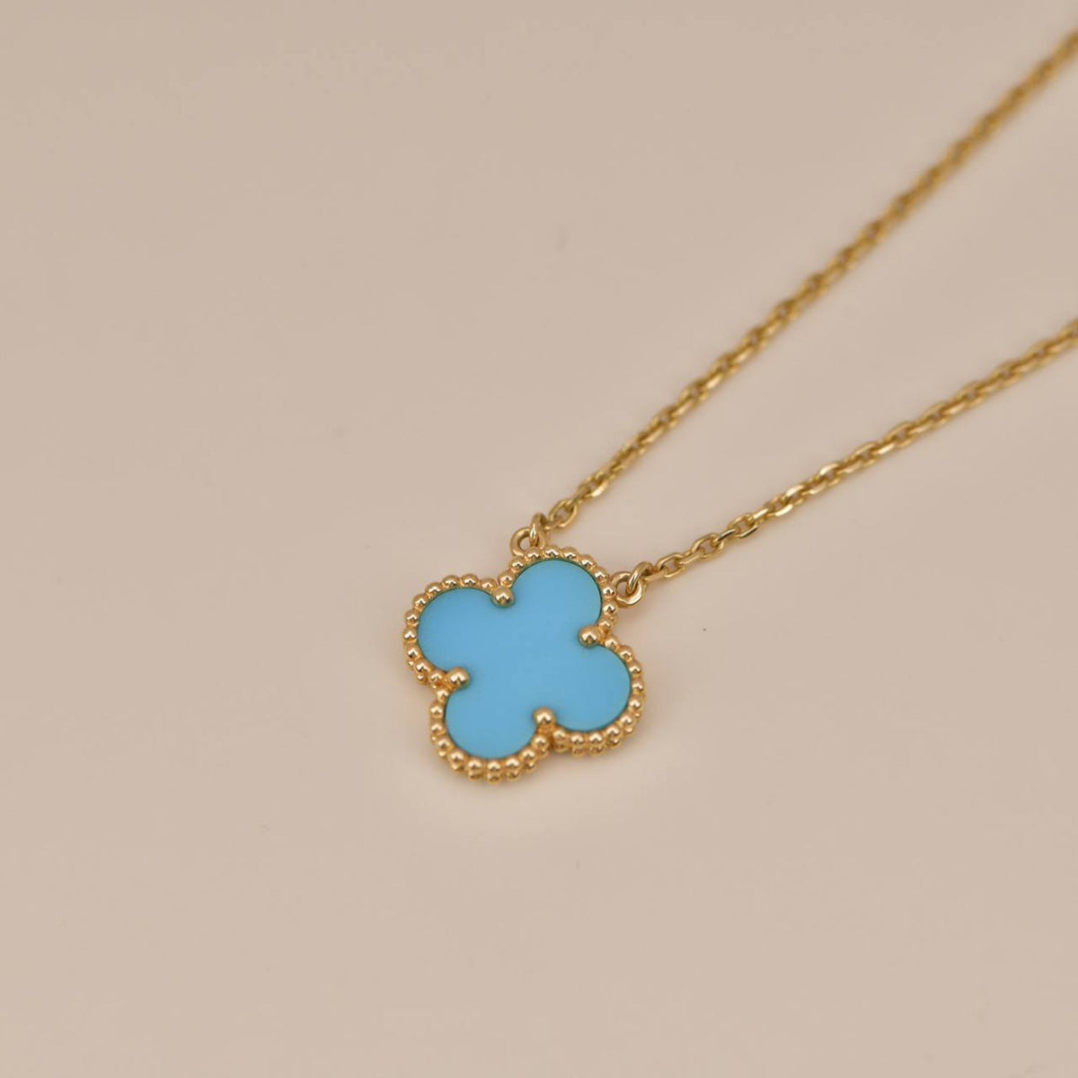 VCA CLOVER 15MM VINTAGE TURQUOISE NECKLACE