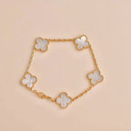 VCA CLOVER WHITE PEARL MOP 5 MOTIF BRACELET COLLECTION