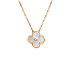 VCA CLOVER 15MM DIAMOND WHITE FRITILLARIA NECKLACE
