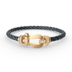 FRED FORCE LARGE HORSESHOE HALF DIAMOND BRACELET GOLD