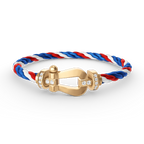 FRED FORCE LARGE HORSESHOE HALF DIAMOND BRACELET GOLD
