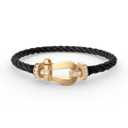 FRED FORCE LARGE HORSESHOE HALF DIAMOND BRACELET GOLD