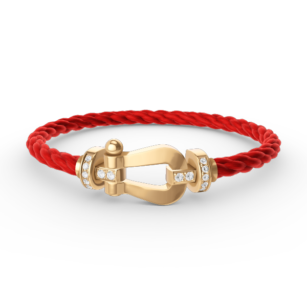 FRED FORCE LARGE HORSESHOE HALF DIAMOND BRACELET GOLD