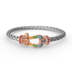 FRED FORCE LARGE HORSESHOE COLORED DIAMOND BRACELET ROSE GOLD