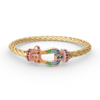 FRED FORCE LARGE HORSESHOE COLORED DIAMOND BRACELET ROSE GOLD