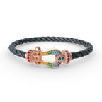 FRED FORCE LARGE HORSESHOE COLORED DIAMOND BRACELET ROSE GOLD