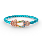 FRED FORCE LARGE HORSESHOE COLORED DIAMOND BRACELET ROSE GOLD