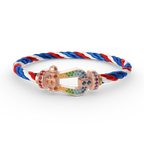 FRED FORCE LARGE HORSESHOE COLORED DIAMOND BRACELET ROSE GOLD