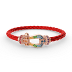 FRED FORCE LARGE HORSESHOE COLORED DIAMOND BRACELET ROSE GOLD