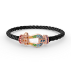 FRED FORCE LARGE HORSESHOE COLORED DIAMOND BRACELET ROSE GOLD
