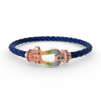 FRED FORCE LARGE HORSESHOE COLORED DIAMOND BRACELET ROSE GOLD