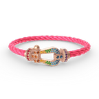 FRED FORCE LARGE HORSESHOE COLORED DIAMOND BRACELET ROSE GOLD