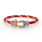 FRED FORCE LARGE HORSESHOE COLORED DIAMOND BRACELET ROSE GOLD
